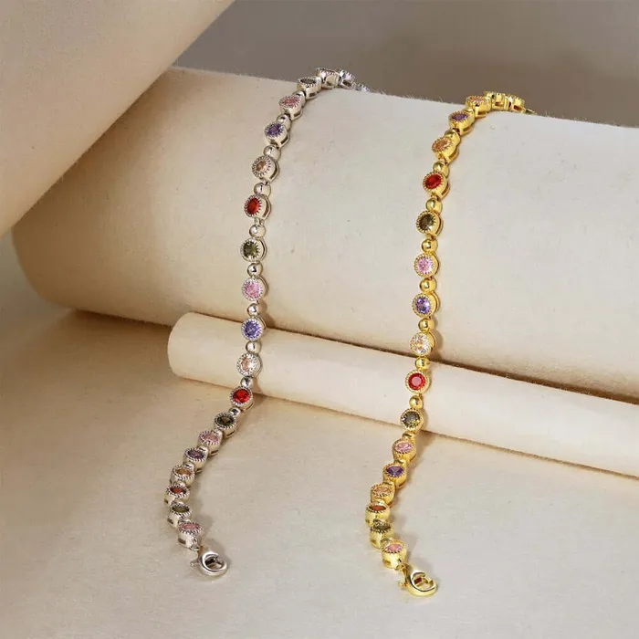 Bracelets Trendolla Jewelry S925 Sterling Silver Rainbow Tennis Bracelet