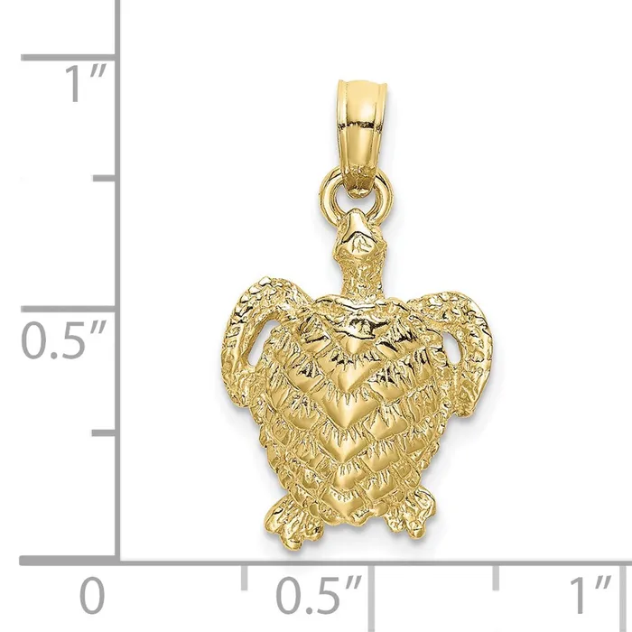 Charm Necklaces 10K Textured Sea Turtle Charm TreasureFineJewelers