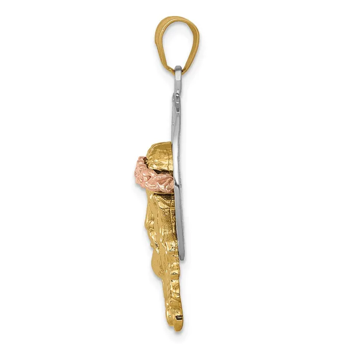 Charm Necklaces 14K Tricolor Diamondcut Christ Charm TreasureFineJewelers