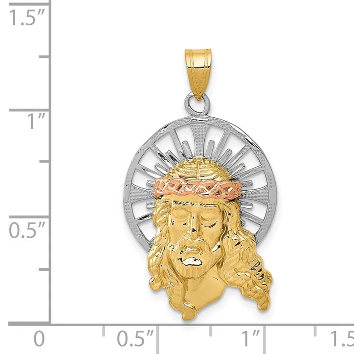 Charm Necklaces 14K Tricolor Diamondcut Christ Charm TreasureFineJewelers