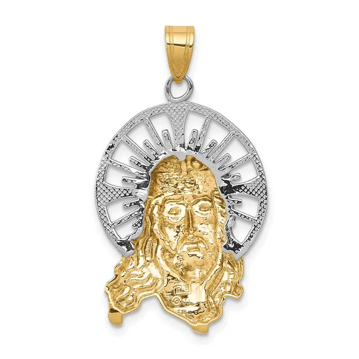 Charm Necklaces 14K Tricolor Diamondcut Christ Charm TreasureFineJewelers
