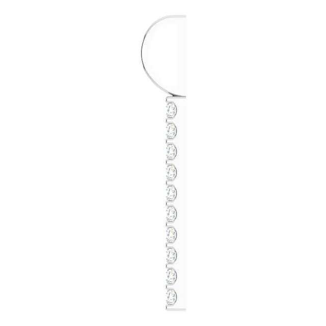 Charm Necklaces 14K White Gold 16 CTW Natural Diamond Vertical Bar CharmPendant TreasureFineJewelers