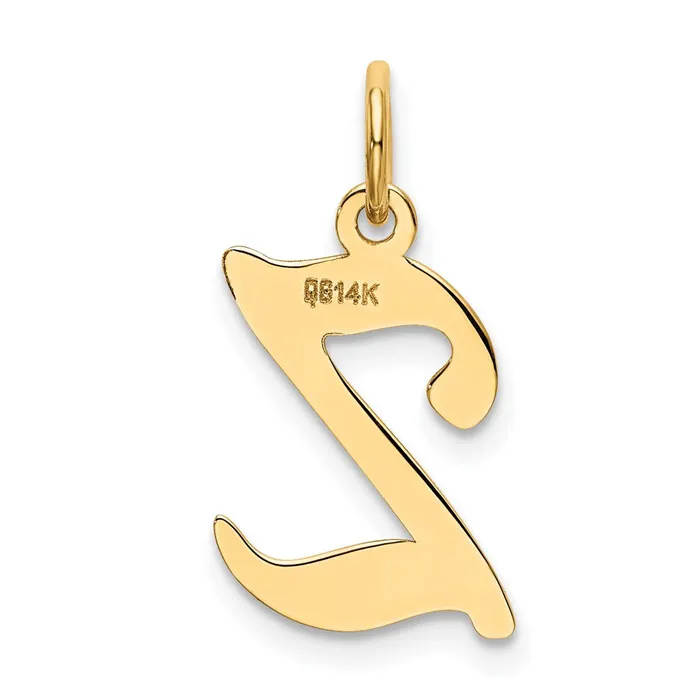 Charm Necklaces 14k Yellow Gold Script Letter Z Initial Charm TreasureFineJewelers