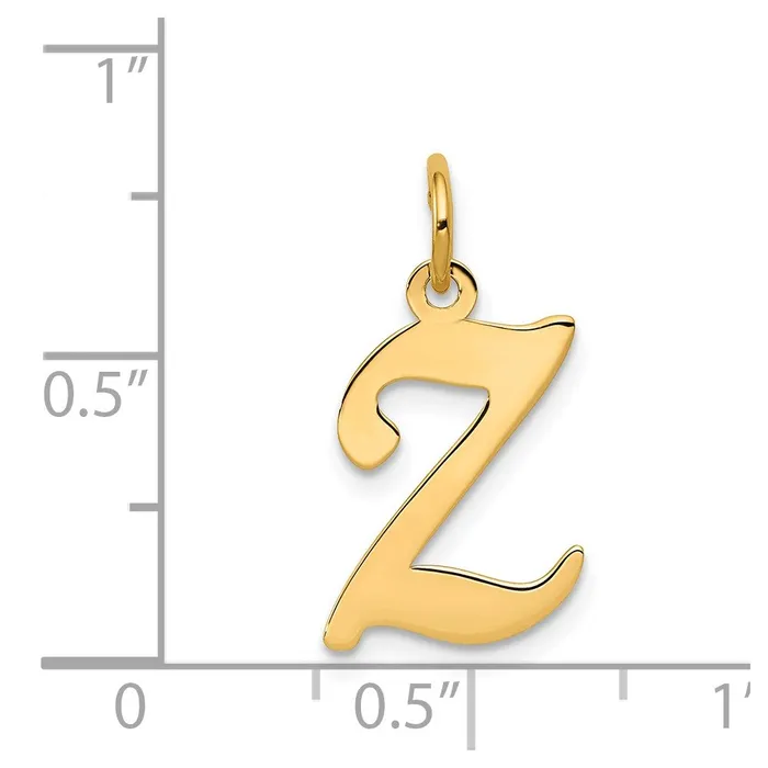 Charm Necklaces 14k Yellow Gold Script Letter Z Initial Charm TreasureFineJewelers