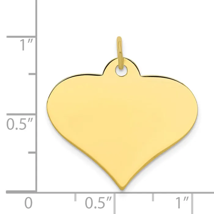 Charm Necklaces TreasureFineJewelers 10k Plain 018 Gauge Engraveable Heart Disc Charm