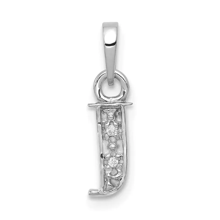 Charm Necklaces TreasureFineJewelers 10k White Gold Initial J Charm