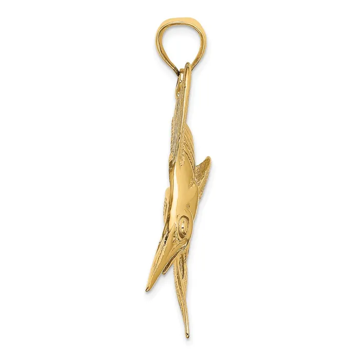 Charm Necklaces TreasureFineJewelers 14K 2D Polished Satin Blue Marlin Charm
