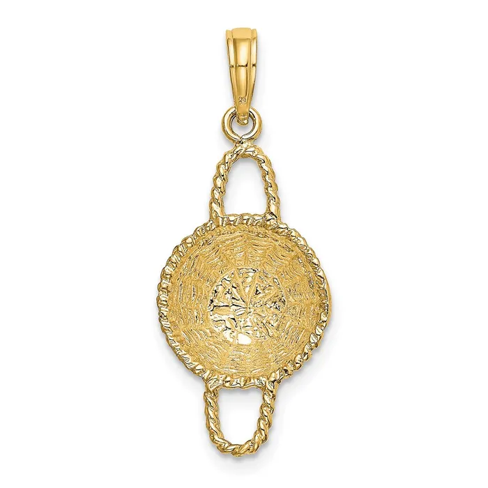 Charm Necklaces TreasureFineJewelers 14K 3D 2 Handles Round Basket Charm Charm Necklaces TreasureFineJewelers 14K 3D 2 Handles Round Basket Charm