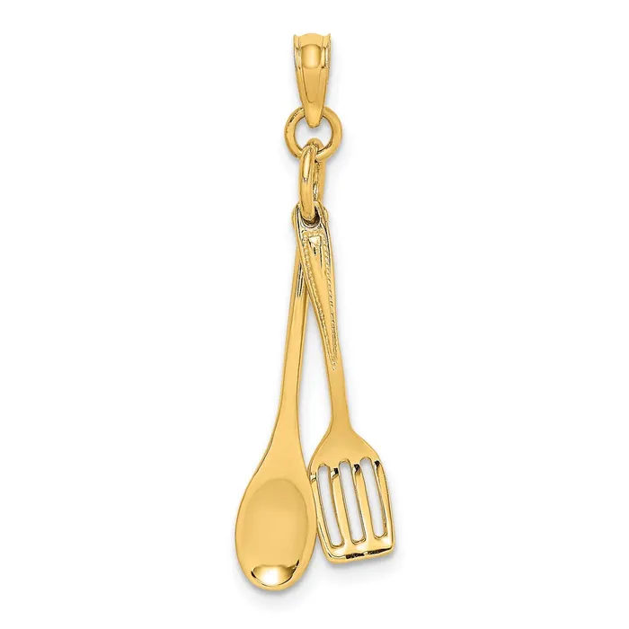 Charm Necklaces TreasureFineJewelers 14K 3D Moveable Spoon and Spatula Charm Charm Necklaces TreasureFineJewelers 14K 3D Moveable Spoon and Spatula Charm