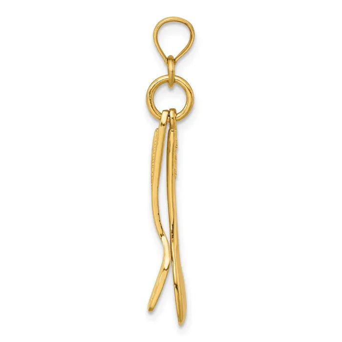 Charm Necklaces TreasureFineJewelers 14K 3D Moveable Spoon and Spatula Charm