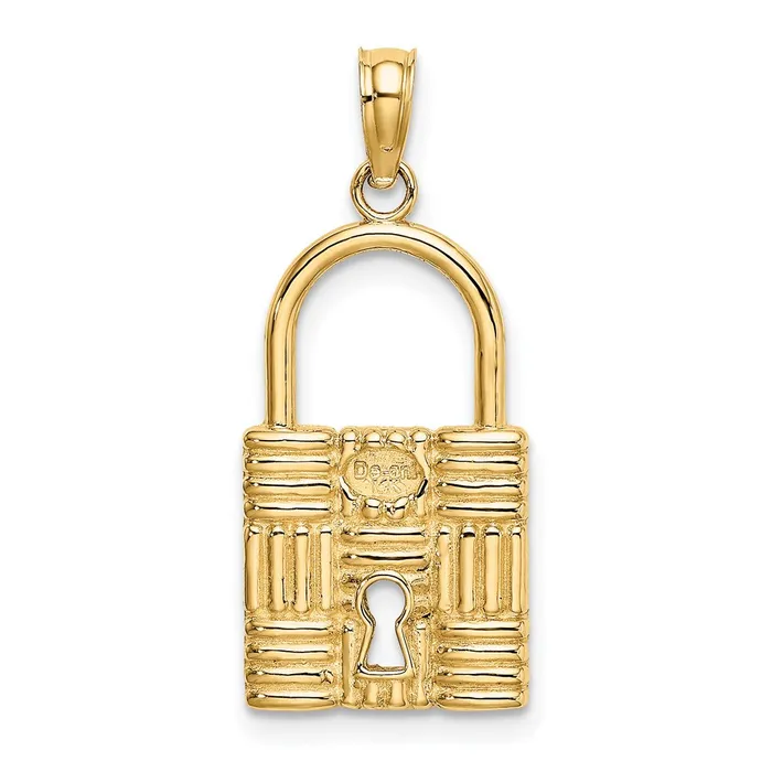 Charm Necklaces TreasureFineJewelers 14K 3D Padlock wKey Hole Charm