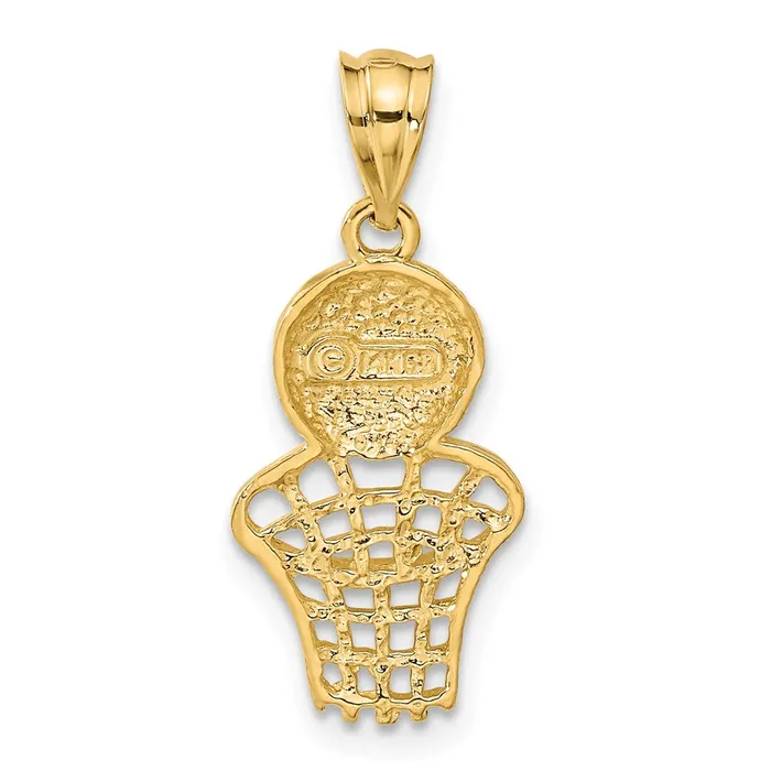 Charm Necklaces TreasureFineJewelers 14K Basketball and Net Charm