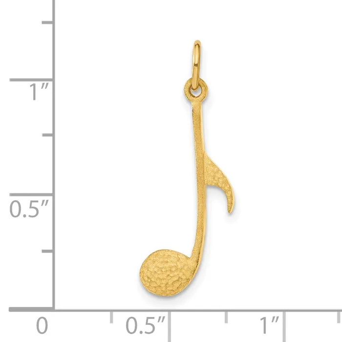 Charm Necklaces TreasureFineJewelers 14k Satin Musical Note Charm