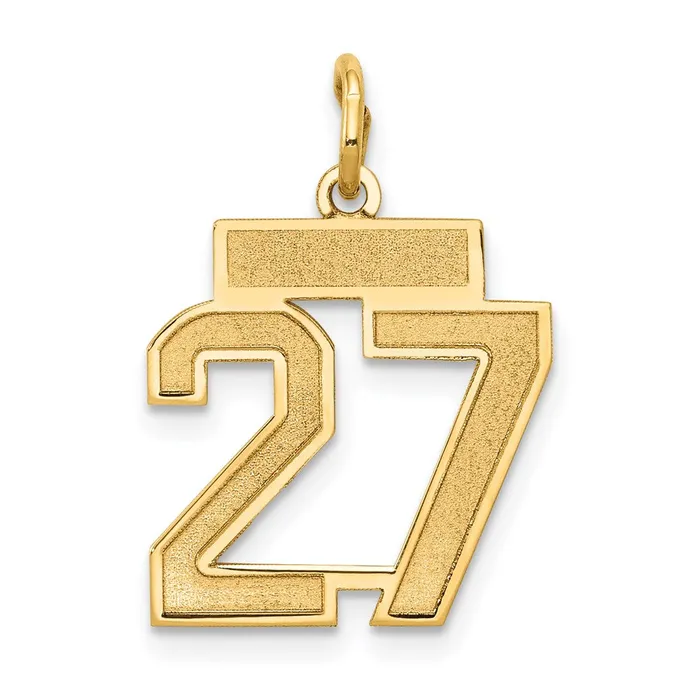 Charm Necklaces TreasureFineJewelers 14k Small Satin Number 27 Charm