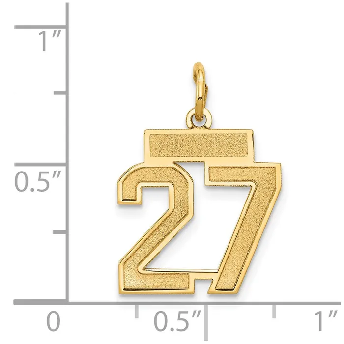 Charm Necklaces TreasureFineJewelers 14k Small Satin Number 27 Charm