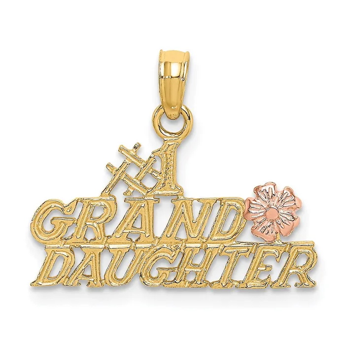 Charm Necklaces TreasureFineJewelers 14k TwoTone 1 GRANDDAUGHTER w Flowers Charm Charm Necklaces TreasureFineJewelers 14k TwoTone 1 GRANDDAUGHTER w Flowers Charm