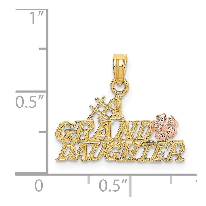 Charm Necklaces TreasureFineJewelers 14k TwoTone 1 GRANDDAUGHTER w Flowers Charm