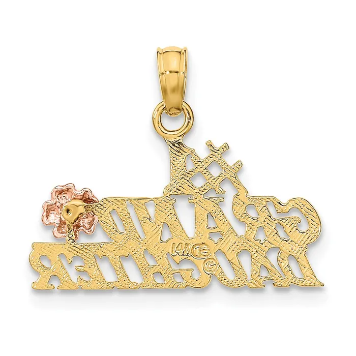 Charm Necklaces TreasureFineJewelers 14k TwoTone 1 GRANDDAUGHTER w Flowers Charm