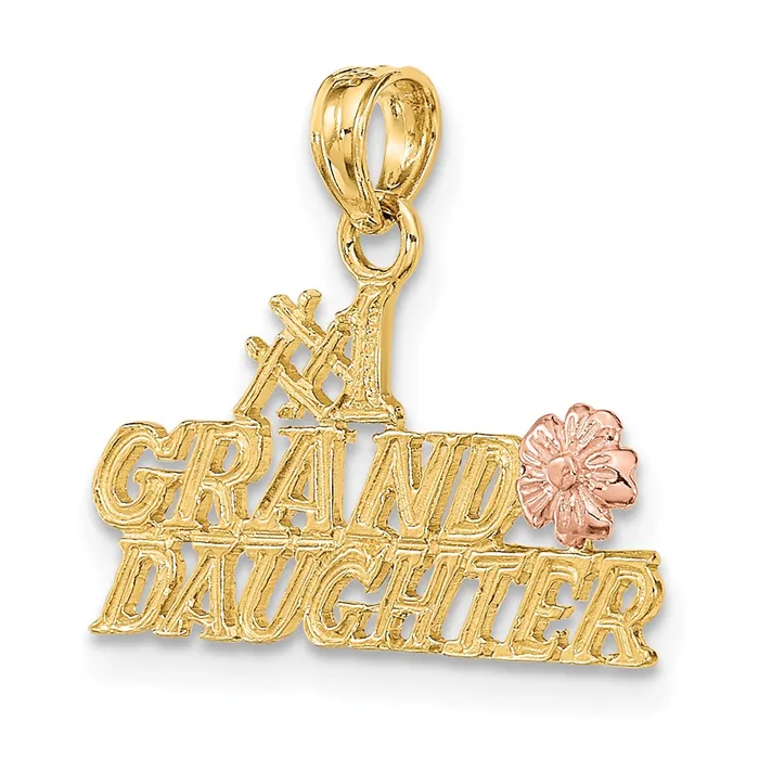 Charm Necklaces TreasureFineJewelers 14k TwoTone 1 GRANDDAUGHTER w Flowers Charm
