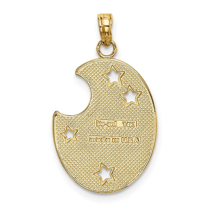 Charm Necklaces TreasureFineJewelers 14k w Rhodium WISH DREAM BELIEVE Moon and Stars Charm