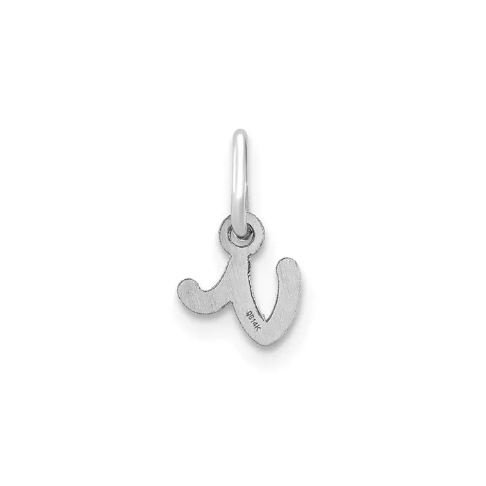 Charm Necklaces TreasureFineJewelers 14k White Gold Lower case Letter V Initial Charm