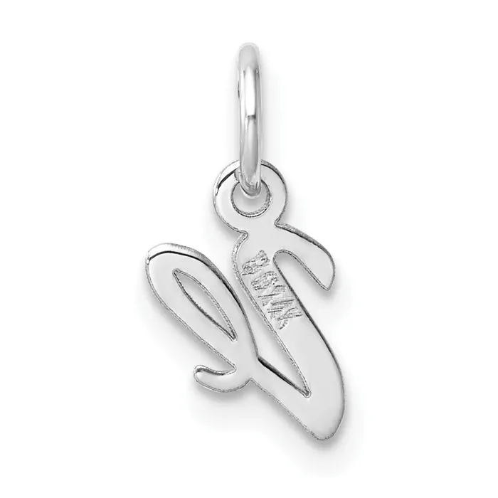 Charm Necklaces TreasureFineJewelers 14k White Gold Small Script Letter V Initial Charm