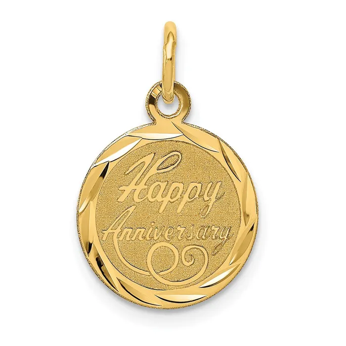 Charm Necklaces TreasureFineJewelers 14k Yellow Gold HAPPY ANNIVERSARY Charm