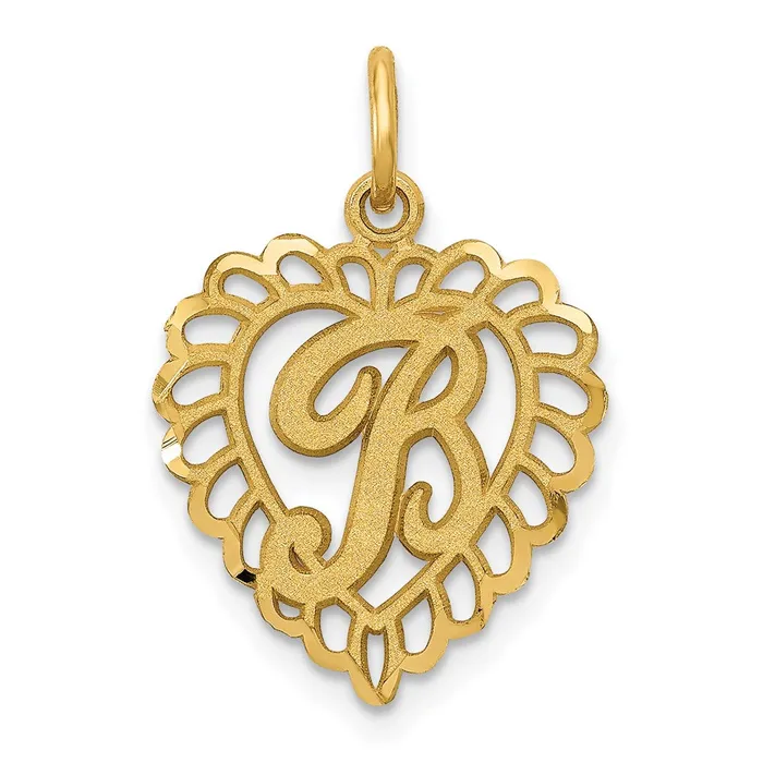 Charm Necklaces TreasureFineJewelers 14k Yellow Gold Heart Letter B Charm Charm Necklaces TreasureFineJewelers 14k Yellow Gold Heart Letter B Charm
