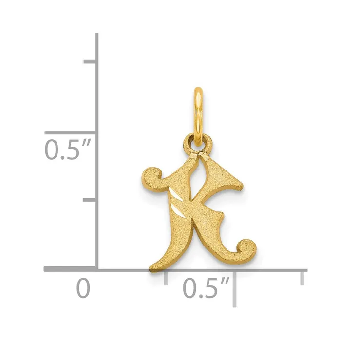 Charm Necklaces TreasureFineJewelers 14k Yellow Gold Letter K Initial Charm
