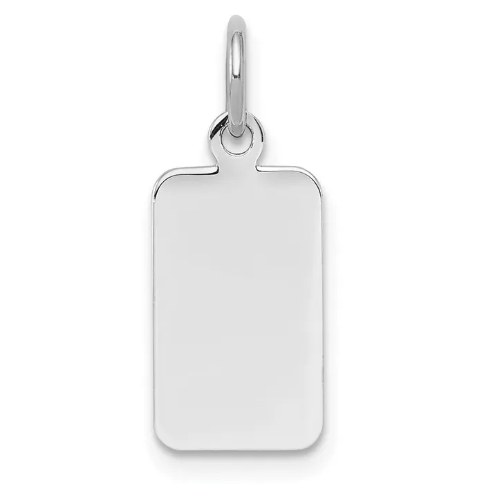 Charm Necklaces TreasureFineJewelers SS Rhplt Engraveable Rectangle Polished FrontSatin Back Disc Charm Charm Necklaces TreasureFineJewelers SS Rhplt Engraveable Rectangle Polished FrontSatin Back Disc Charm