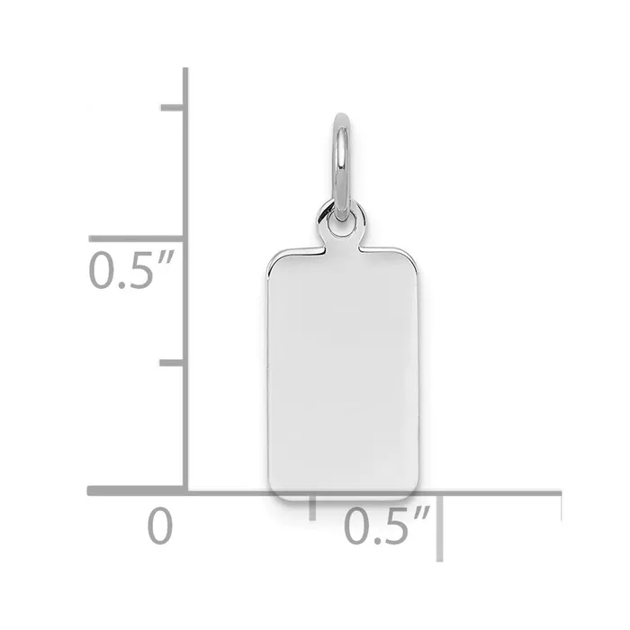 Charm Necklaces TreasureFineJewelers SS Rhplt Engraveable Rectangle Polished FrontSatin Back Disc Charm