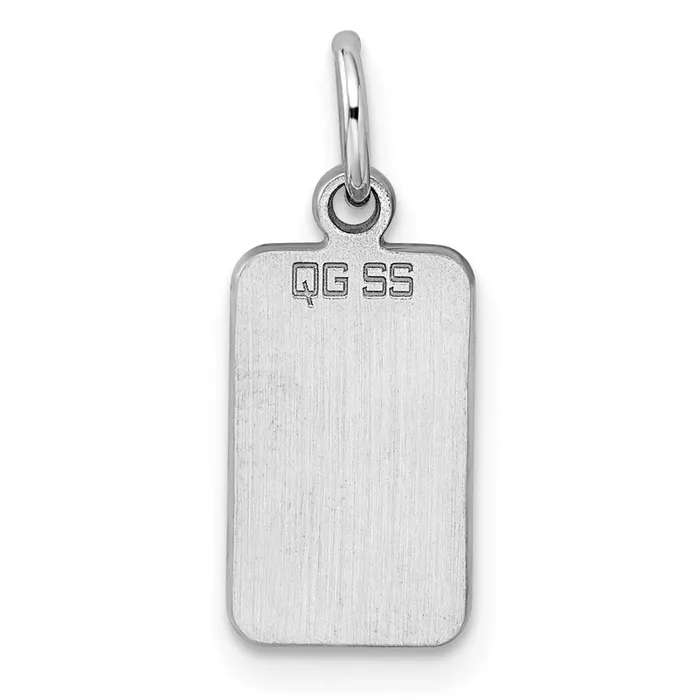 Charm Necklaces TreasureFineJewelers SS Rhplt Engraveable Rectangle Polished FrontSatin Back Disc Charm