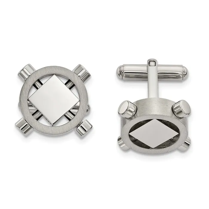 Chisel Stainless Steel Brushed and Polished Cufflinks TreasureFineJewelers Bracelets Chisel Stainless Steel Brushed and Polished Cufflinks TreasureFineJewelers Bracelets
