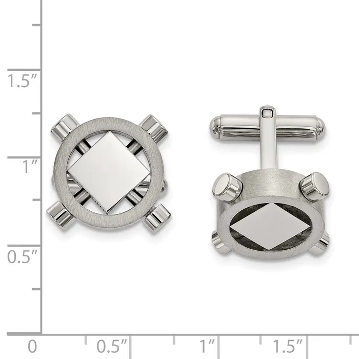 Chisel Stainless Steel Brushed and Polished Cufflinks TreasureFineJewelers Bracelets