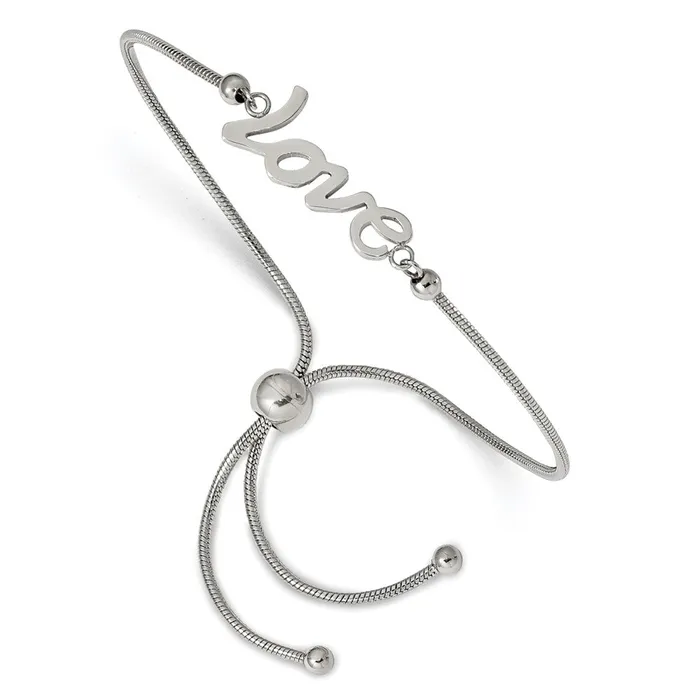 Chisel Stainless Steel Polished LOVE Adjustable Bracelet TreasureFineJewelers Bracelets Chisel Stainless Steel Polished LOVE Adjustable Bracelet TreasureFineJewelers Bracelets