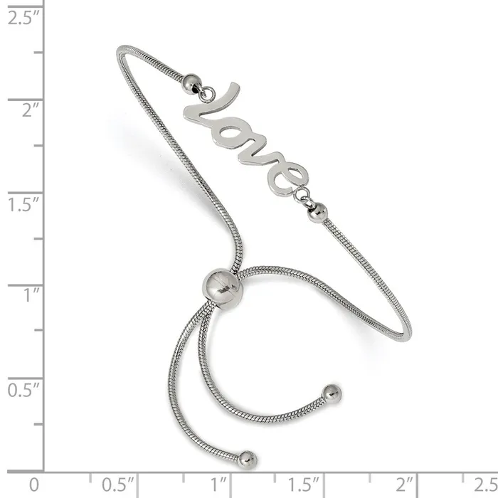 Chisel Stainless Steel Polished LOVE Adjustable Bracelet TreasureFineJewelers Bracelets