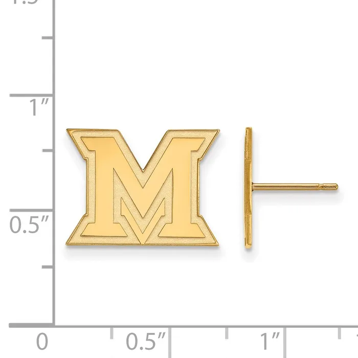 Earrings 10K Yellow Gold Miami University Small Post Earrings TreasureFineJewelers