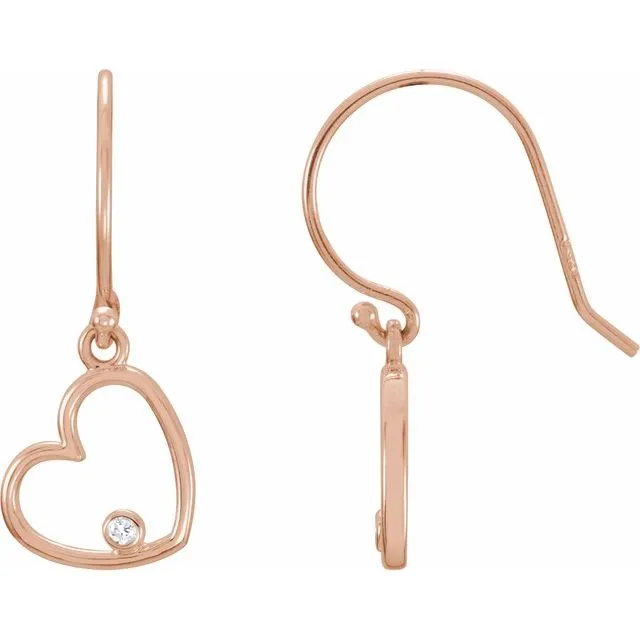Earrings 14K Rose 03 CTW Diamond Heart Earrings TreasureFineJewelers