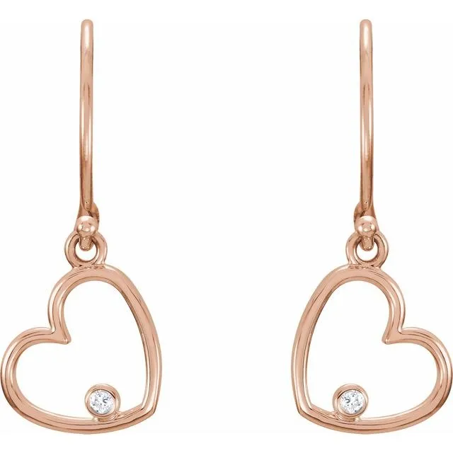 Earrings 14K Rose 03 CTW Diamond Heart Earrings TreasureFineJewelers