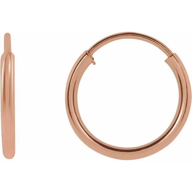 Earrings 14K Rose Gold 10 mm Flexible Endless Huggie Earrings TreasureFineJewelers Earrings 14K Rose Gold 10 mm Flexible Endless Huggie Earrings TreasureFineJewelers