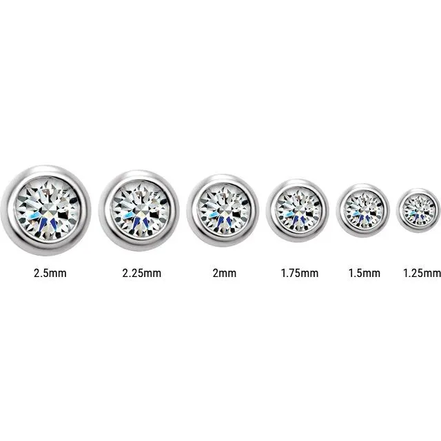 Earrings 14K White Gold 025 CT Natural Diamond Micro Bezel Single Stud Earring TreasureFineJewelers