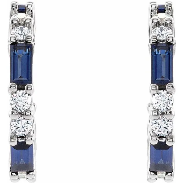 Earrings 14K White LabCreated Blue Sapphire 12 CTW Diamond Earrings TreasureFineJewelers