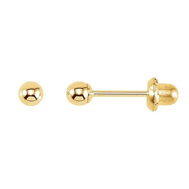 Earrings 14K Yellow Gold Ball Stud Piercing Earrings TreasureFineJewelers