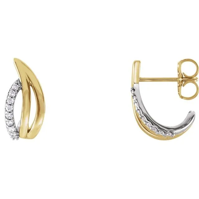 Earrings 14K Yellow GoldWhite Gold 110 CTW Natural Diamond Freeform JHoop Earrings TreasureFineJewelers Earrings 14K Yellow GoldWhite Gold 110 CTW Natural Diamond Freeform JHoop Earrings TreasureFineJewelers