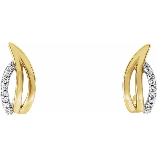 Earrings 14K Yellow GoldWhite Gold 110 CTW Natural Diamond Freeform JHoop Earrings TreasureFineJewelers