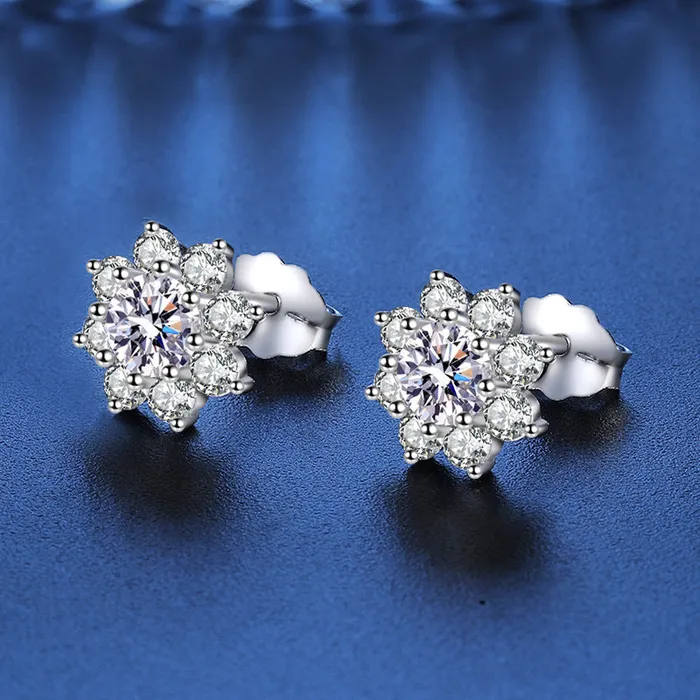 Earrings Octopus Sunflower Moissanite Diamond Stud Earrings Silver Trendolla Jewelry