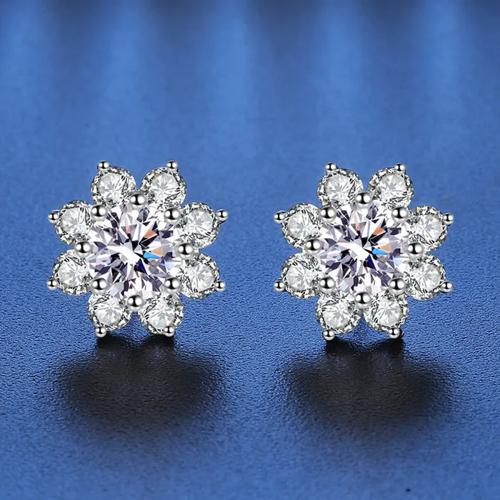 Earrings Octopus Sunflower Moissanite Diamond Stud Earrings Silver Trendolla Jewelry