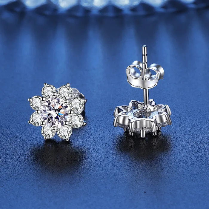 Earrings Octopus Sunflower Moissanite Diamond Stud Earrings Silver Trendolla Jewelry