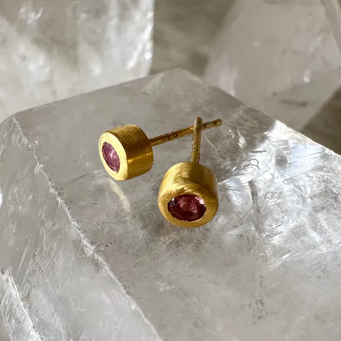 Earrings Robindira Unsworth Petite Pink Tourmaline Stud Earrings