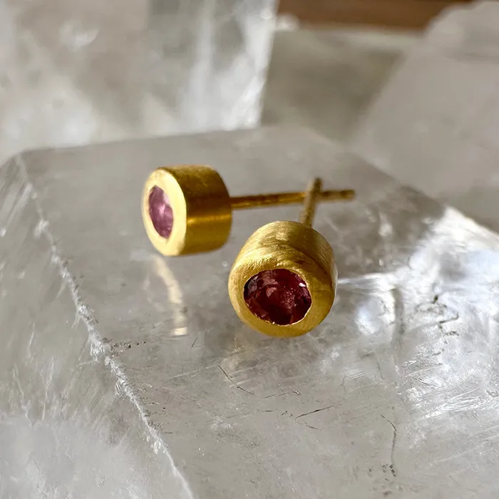 Earrings Robindira Unsworth Petite Pink Tourmaline Stud Earrings